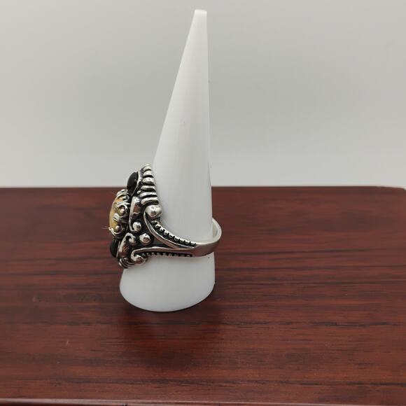 Carolyn Pollock Relios Yellow Jasper and Smoky Quartz Ring Sz 10 - Picture 4 of 9